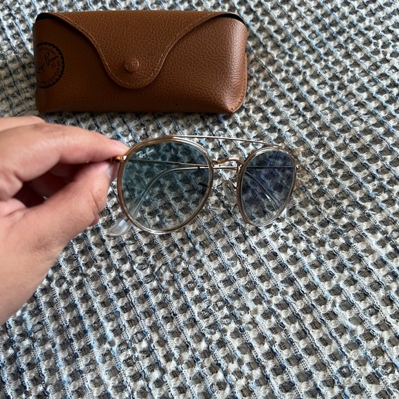 Ray Ban Round Blue Tinted Sunglasses - Picture 2 of 3